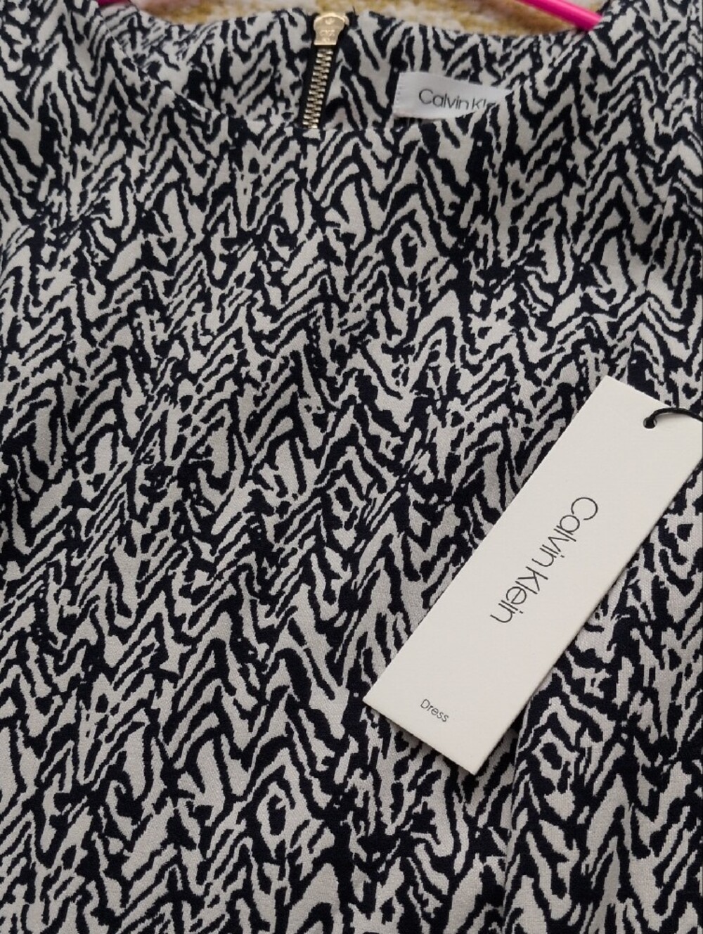 Calvin Klein Navy and White Printed Sleevless Dress - Picture 3 of 6